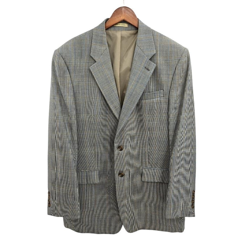 Vtg Lauren Ralph Lauren Wool Sport Coat Mens 42L Union Made Grey Check Blazer